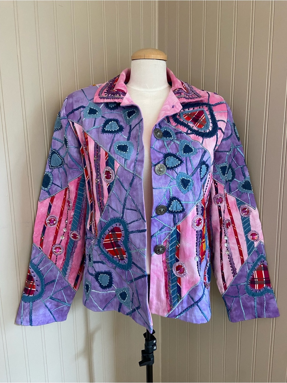 Vintage 1990’s Patchwork Appliqué Eclectic “Art to Wear” Era Jacket Women’s Med